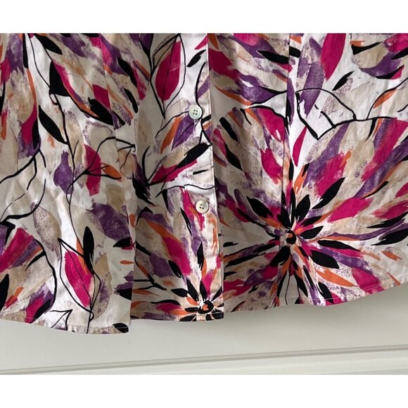 Additions By Chicos Button-Up Floral Jacket Size 2 Multicolor Cotton/Spandex - Picture 5 of 9